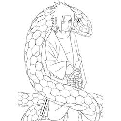 Coloriage Sasuke avec un serpent géant enroulé autour de lui Coloriage Sasuke avec un serpent géant enroulé autour de lui
