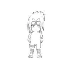 Coloriage Sasuke chibi debout en tenue de ninja Coloriage Sasuke chibi debout en tenue de ninja