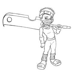 Coloriage Zabuza chibi portant son épée géante Coloriage Zabuza chibi portant son épée géante