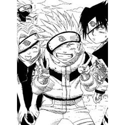 Coloriage Naruto souriant avec ses amis en signe de victoire Coloriage Naruto souriant avec ses amis en signe de victoire