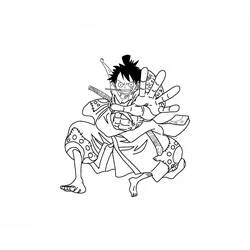 Coloriage Monkey D. Luffy en position de combat