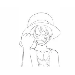 Coloriage Monkey D. Luffy souriant avec son chapeau de paille