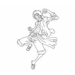 Coloriage Luffy en plein saut d'action