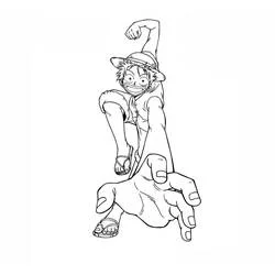 Coloriage Monkey D. Luffy tendant son bras vers l'avant