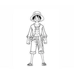 Coloriage Luffy debout avec son chapeau de paille
