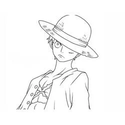Coloriage Luffy avec son chapeau de paille