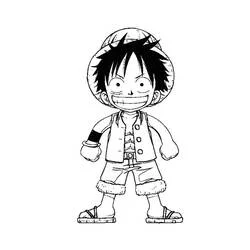 Coloriage Luffy chibi avec chapeau de paille souriant