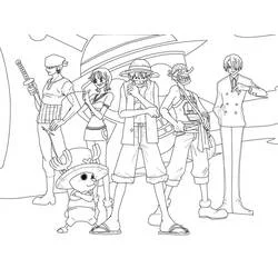 Coloriage One Piece les personnages réunis