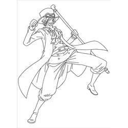 Coloriage Sabo dans une pose de combat dynamique