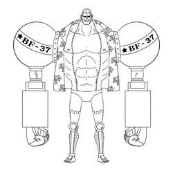 Coloriage Franky debout avec ses bras canons BF-37