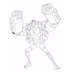 Coloriage Franky en position de combat avec ses poings géants