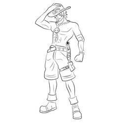 Coloriage Ace debout avec son chapeau et son collier