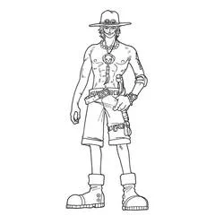 Coloriage Portgas D. Ace debout dans une pose décontractée