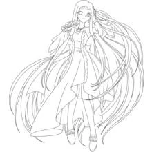Coloriage Sirène de Pichi Pichi Pitch chantant avec de longs cheveux