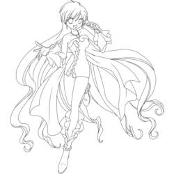 Coloriage Pichi Pichi Pitch: Mélodie des sirènes chantant au micro