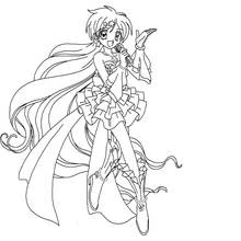 Coloriage Pichi Pichi Pitch: Mélodie des sirènes chantant au micro