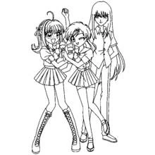 Coloriage Pichi Pichi Pitch : filles savourant une glace