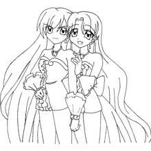 Coloriage Karen et Noel posant ensemble
