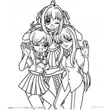 Coloriage Pichi Pichi Pitch: Mélodie des sirènes trois filles réunies