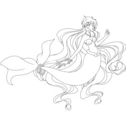 Coloriage Seira sirène aux longs cheveux ondulants
