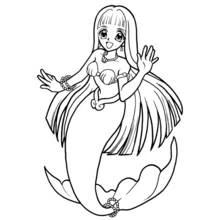 Coloriage Sirène de Pichi Pichi Pitch qui salue