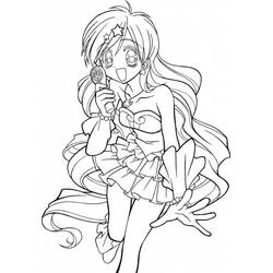 Coloriage Pichi Pichi Pitch chanteuse avec son micro
