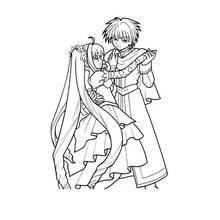 Coloriage Princesse sirène et prince en tenues royales