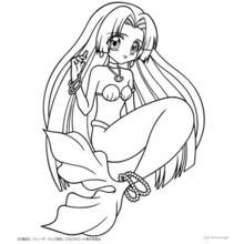 Coloriage Pichi Pichi Pitch: Mélodie des sirènes assise gracieusement