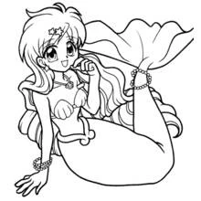 Coloriage Hanon allongée avec sa queue de sirène