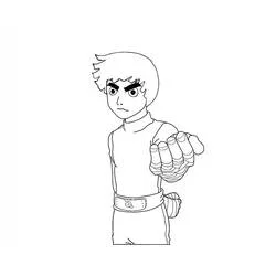 Coloriage Rock Lee tendant le poing avec un air déterminé