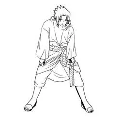 Coloriage Sasuke en position de combat