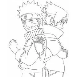 Coloriage Sasuke et Naruto dos à dos