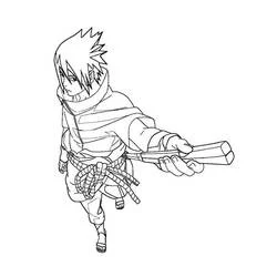 Coloriage Sasuke en course avec son épée