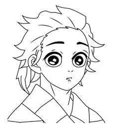 Coloriage Tanjiro Kamado surpris