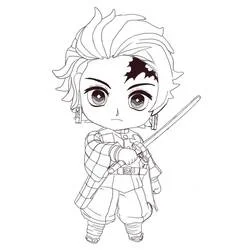 Coloriage Tanjiro Kamado en style chibi