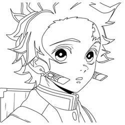 Coloriage Tanjiro en portrait rapproché