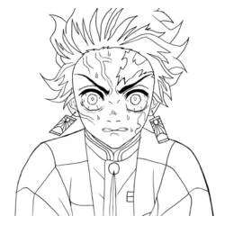 Coloriage Tanjiro au regard intense