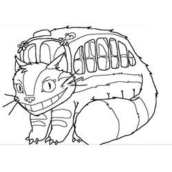Coloriage Chat-bus de Totoro tout sourire Coloriage Chat-bus de Totoro tout sourire
