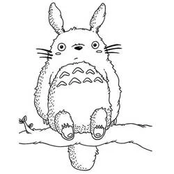 Coloriage Totoro assis sur une branche Coloriage Totoro assis sur une branche