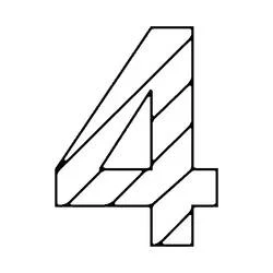 Coloriage Chiffre 4 en style bloc 3D