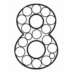 Coloriage Chiffre 8 rempli de bulles rondes