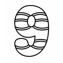 Coloriage Chiffre 9 orné de bandes rayées