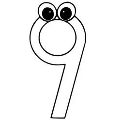 Coloriage Chiffre 9 avec des yeux
