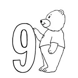 Coloriage Chiffre 9 et ours