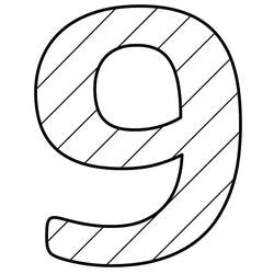 Coloriage Chiffre 9 orné de rayures diagonales