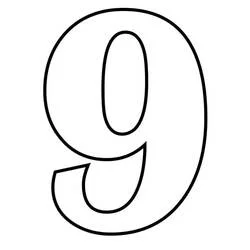 Coloriage Chiffre 9 en gros contour