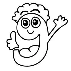 Coloriage Chiffre 9 qui salue avec le pouce levé