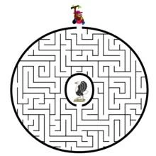 Coloriage Labyrinthe pour aider le singe à rejoindre l'autruche
