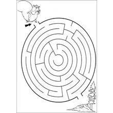 Coloriage Écureuil traversant un labyrinthe circulaire