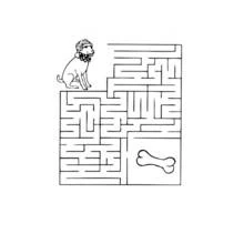 Coloriage Chien labyrinthe pour atteindre l'os